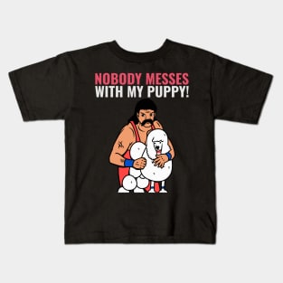 nobody messes with my poodle- 80s man Kids T-Shirt